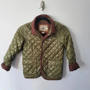Teenie Weenie Kids Quilted Jacket Green Bear Logo Size 6 130cm